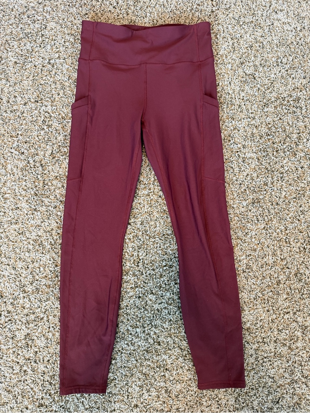 Fabletics High Waisted Leggings Burgundy Pockets Women’s M Medium